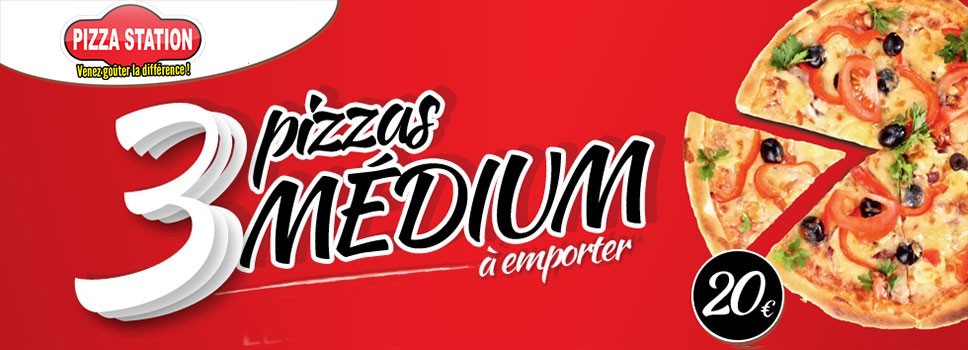 3 pizza medium à emporter